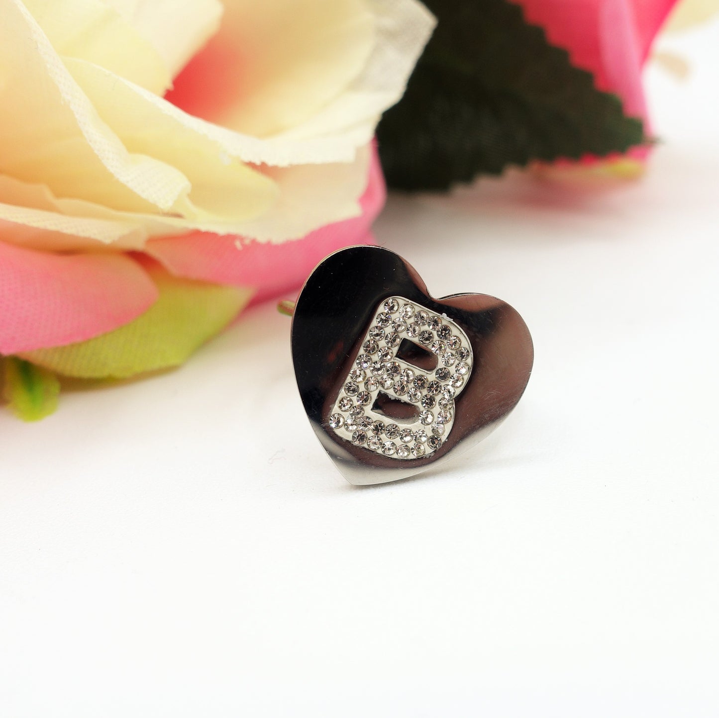 TAMARA ~ Anello INIZIALI in ACCIAIO inossidabile con cubic zirconia