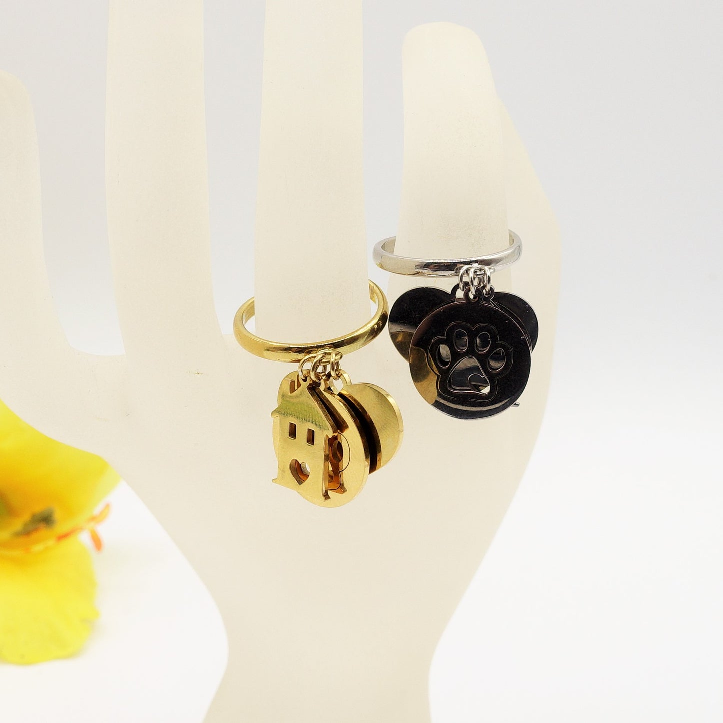 HOME LOVE anello ciondolo in acciaio inossidabile regolabile