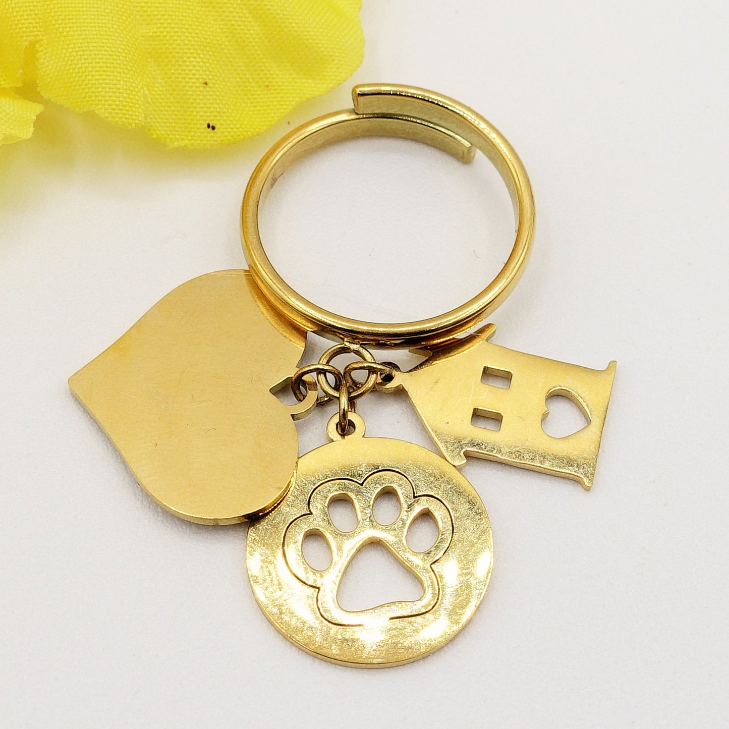 HOME LOVE anello ciondolo in acciaio inossidabile regolabile