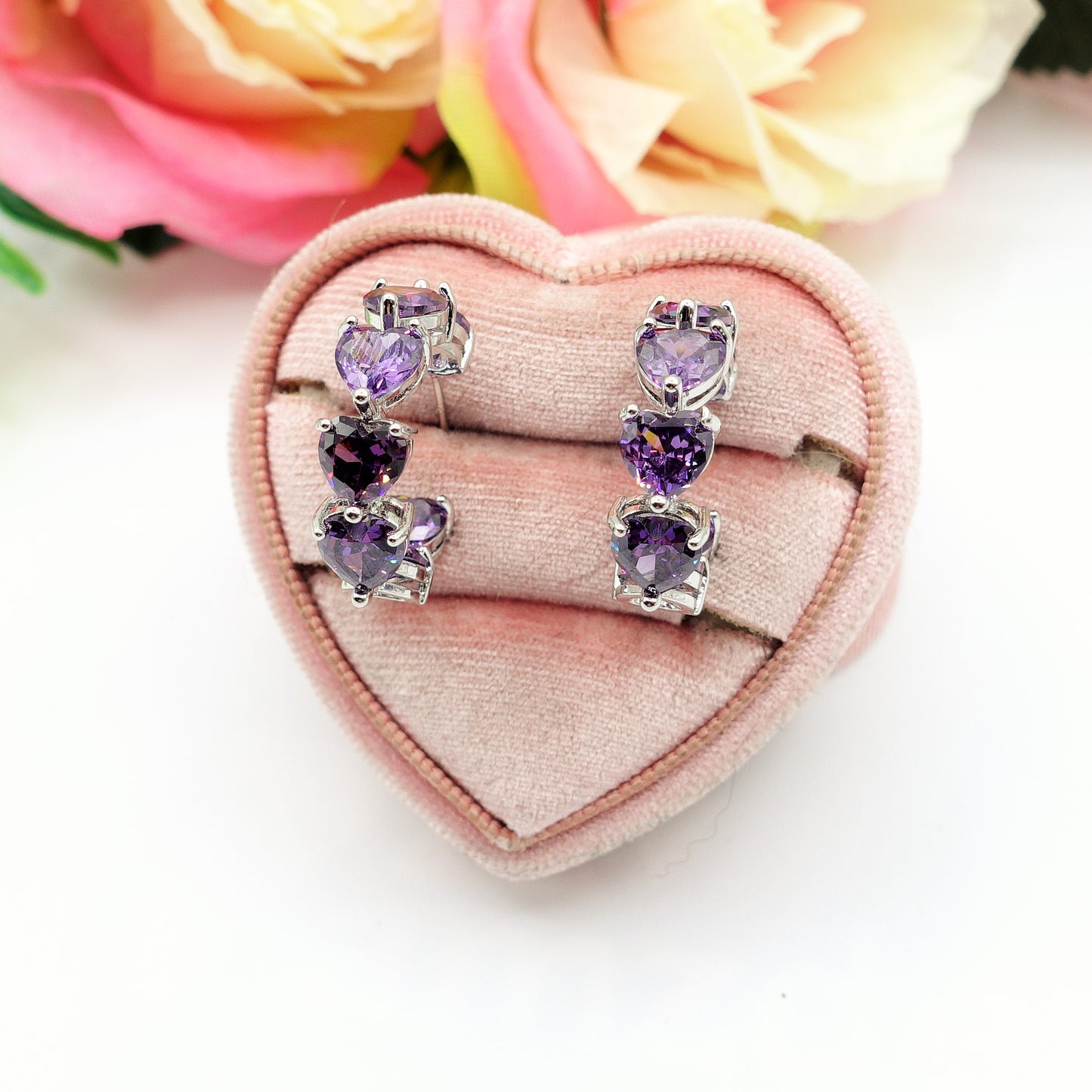 CAMILLE - CHERIE COLLECTION - Orecchini a cerchio con cubic zirconia a forma di cuore