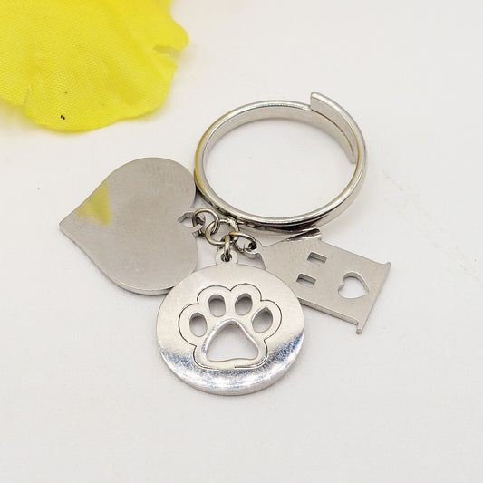 HOME LOVE anello ciondolo in acciaio inossidabile regolabile