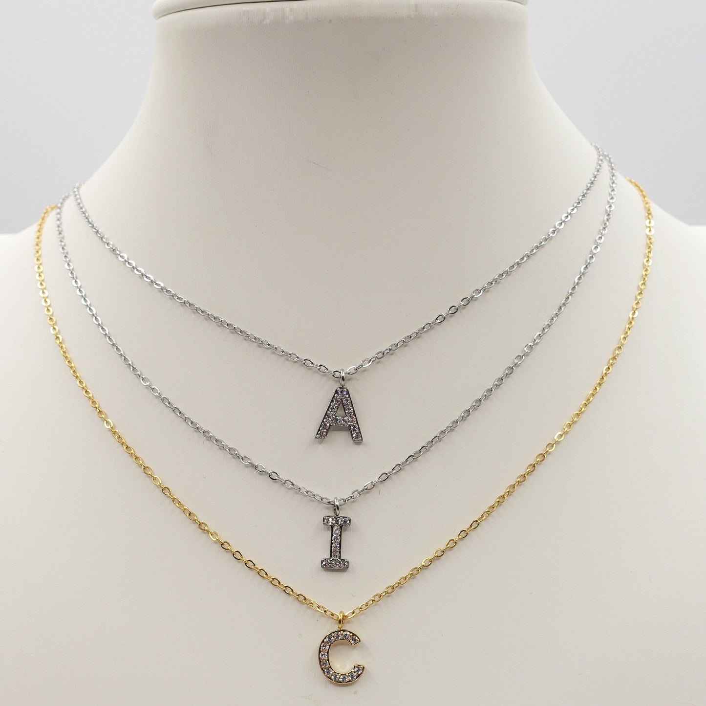 Collana INIZIALE 1,5cm ZIRCONATA Acciaio inossidabile