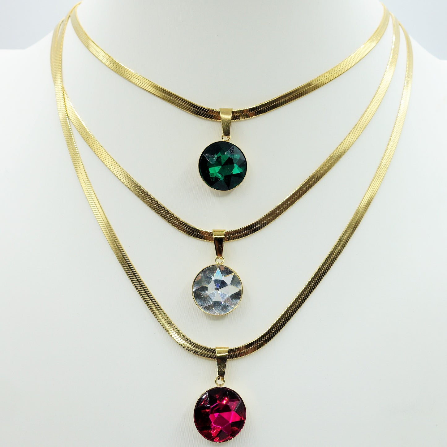 ELEONOR LUCE ~ COLLANA ACCIAIO INOSSIDABILE con pendente in cristallo
