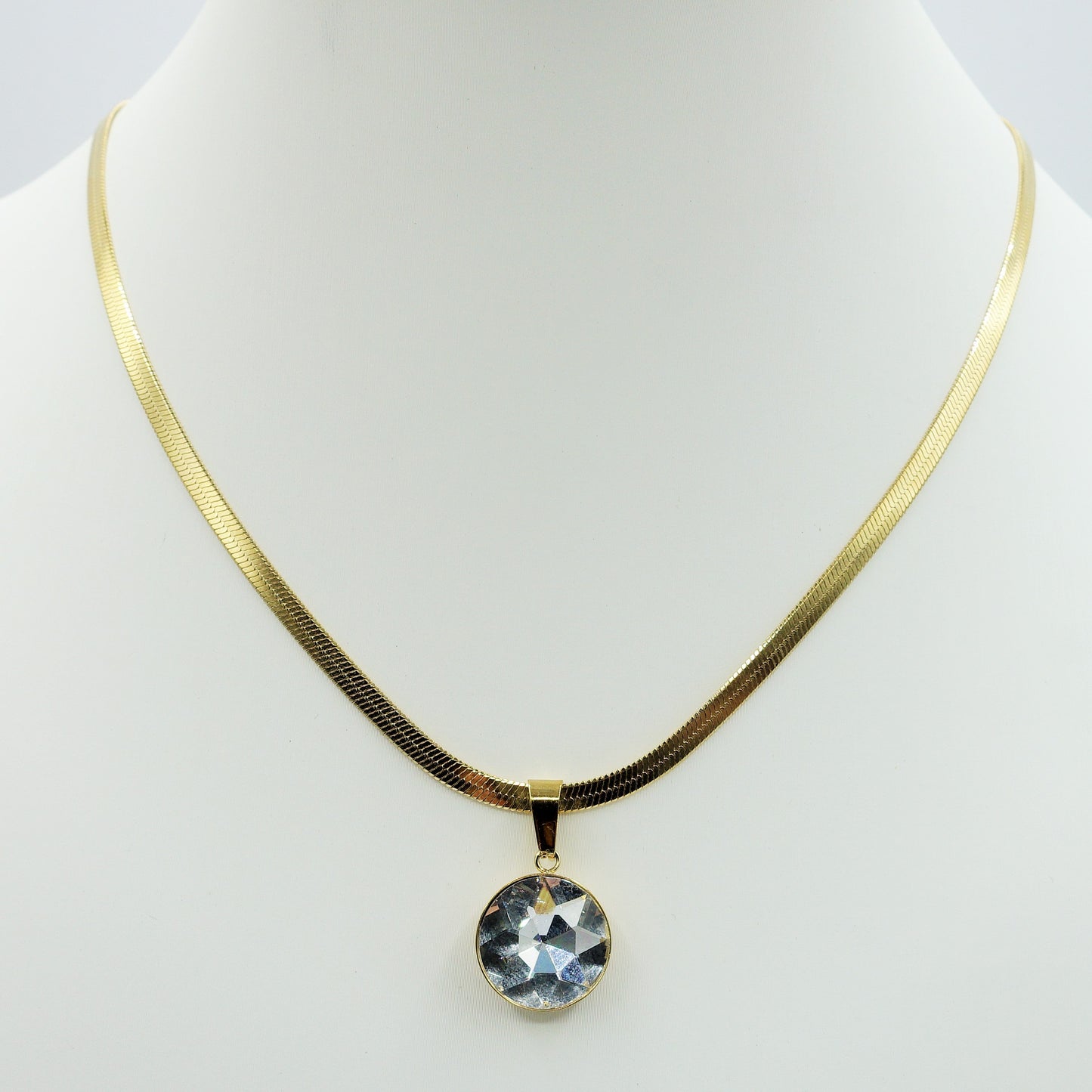 ELEONOR LUCE ~ COLLANA ACCIAIO INOSSIDABILE con pendente in cristallo