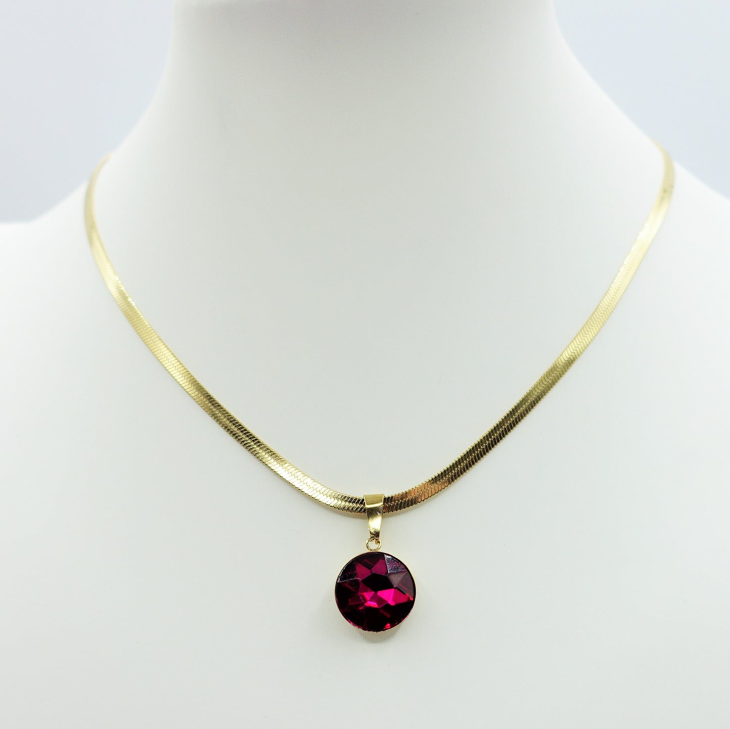 ELEONOR LUCE ~ COLLANA ACCIAIO INOSSIDABILE con pendente in cristallo