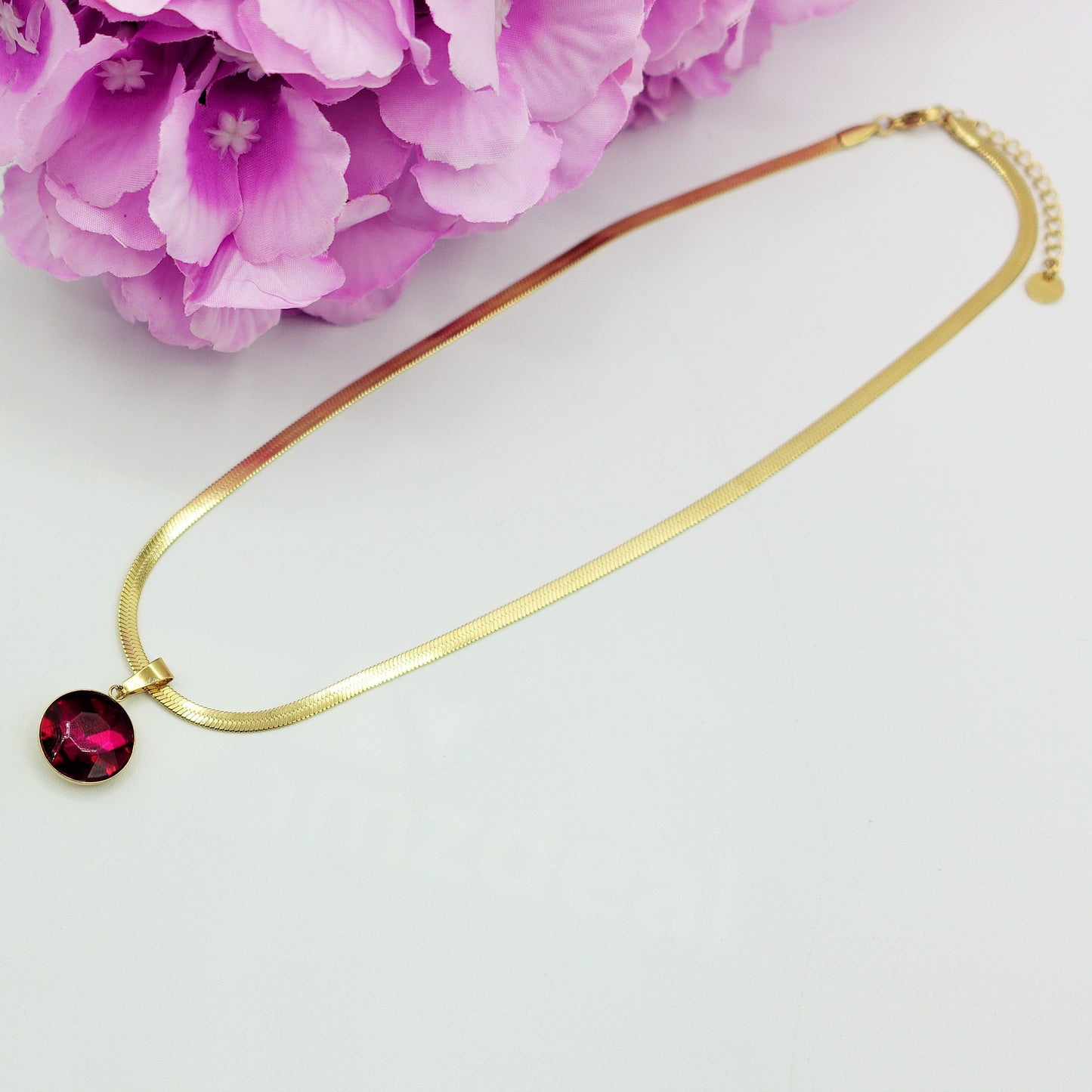 ELEONOR LUCE ~ COLLANA ACCIAIO INOSSIDABILE con pendente in cristallo