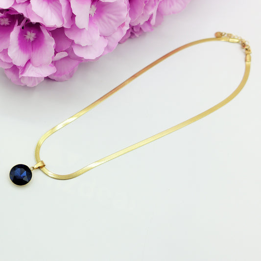 ELEONOR LUCE ~ COLLANA ACCIAIO INOSSIDABILE con pendente in cristallo