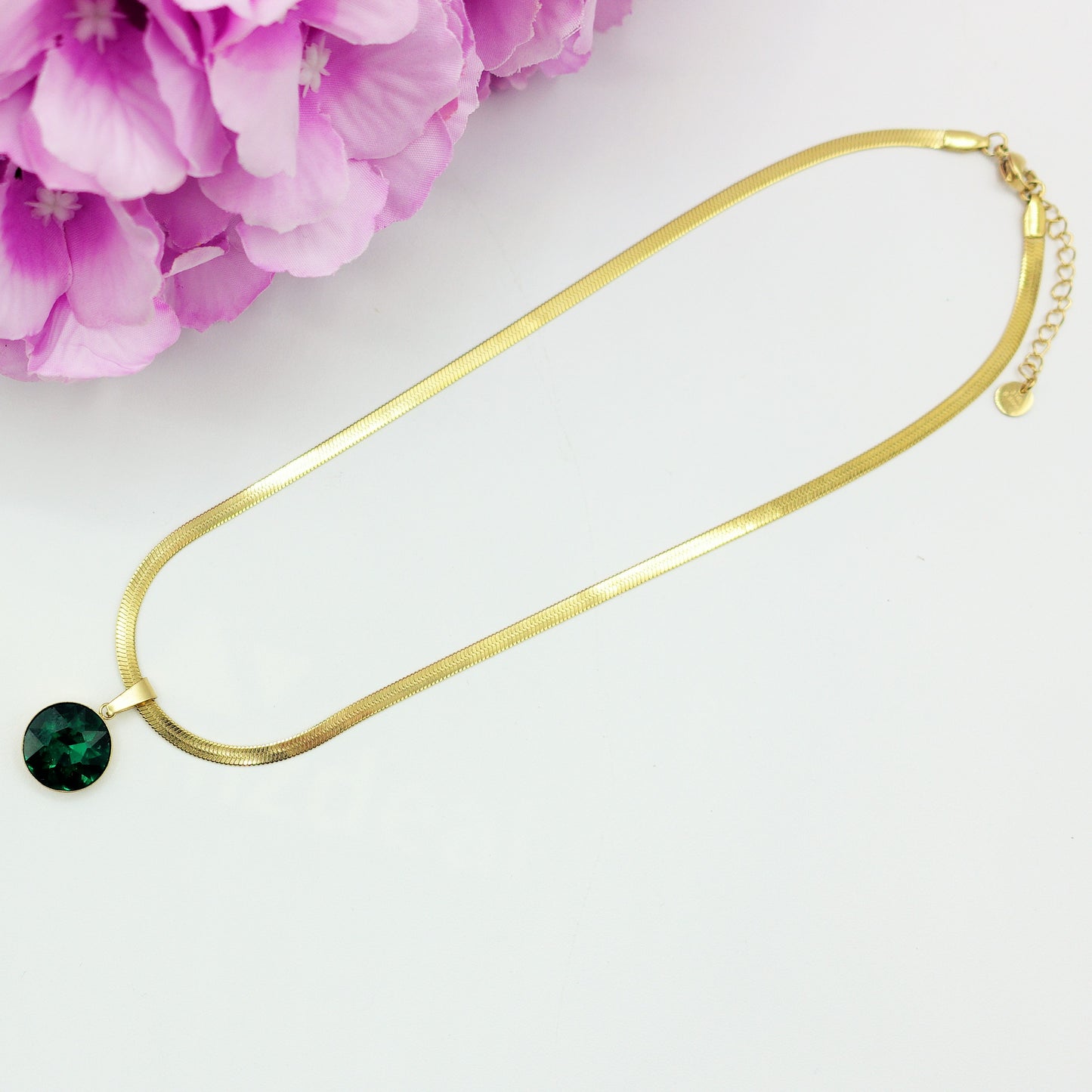 ELEONOR LUCE ~ COLLANA ACCIAIO INOSSIDABILE con pendente in cristallo