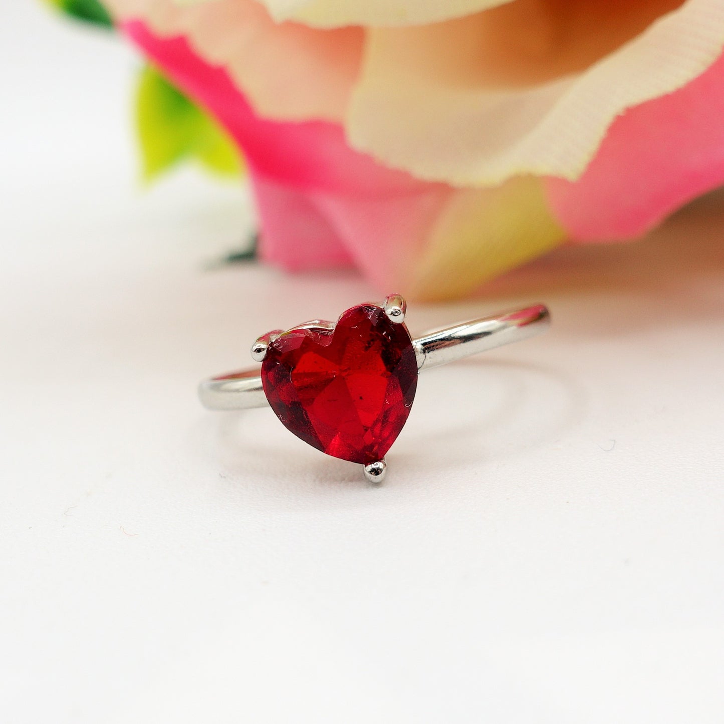 JULIANNE Red set - ACCIAIO INOSSIDABILE- set choker bracciale tennis e anello in cubic zirconia