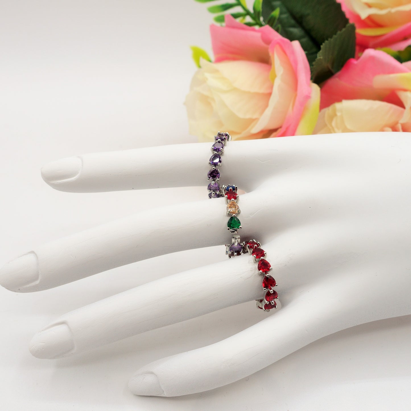 JENNY-Anello regolabile in Cubic Zirconia a forma di Cuore