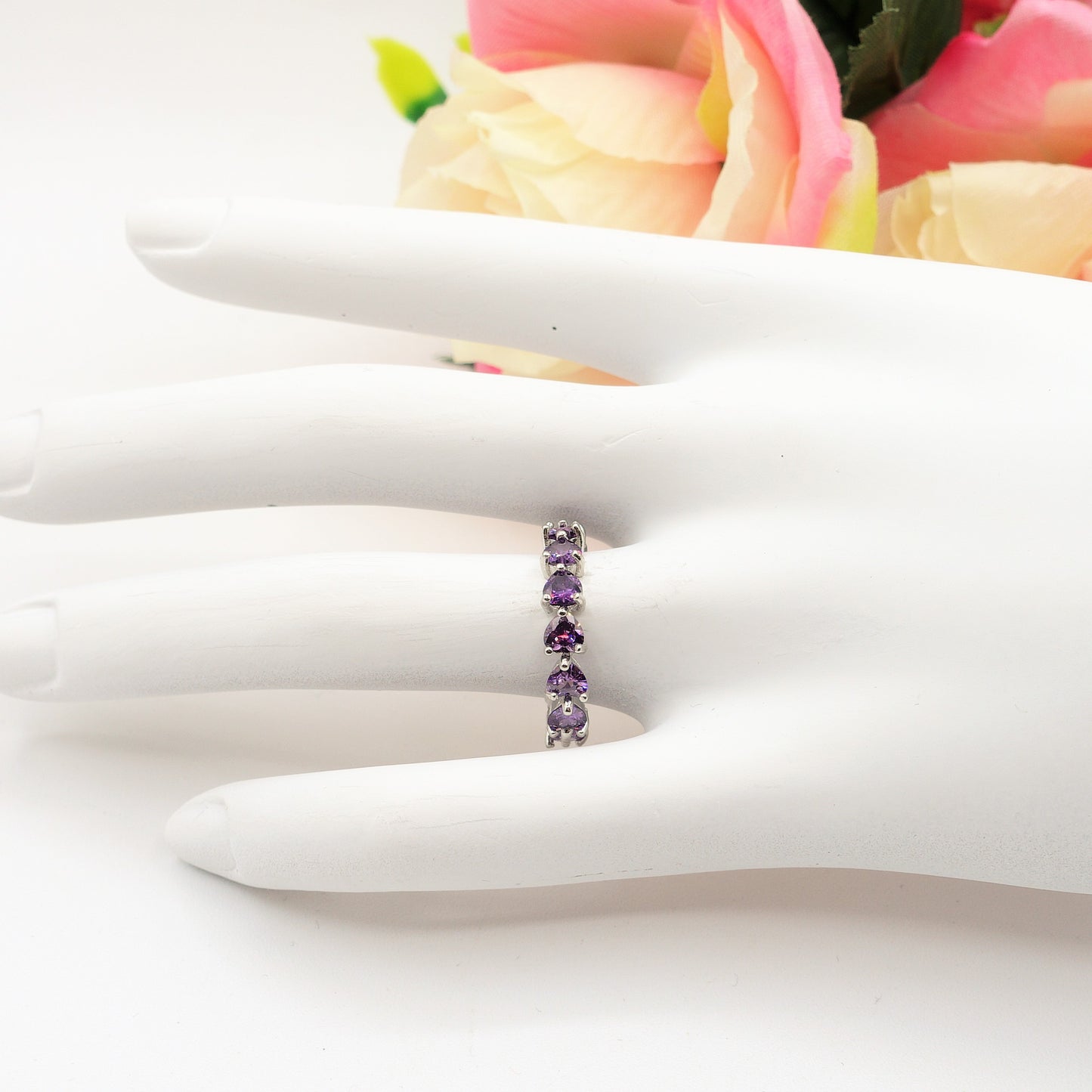 JENNY-Anello regolabile in Cubic Zirconia a forma di Cuore