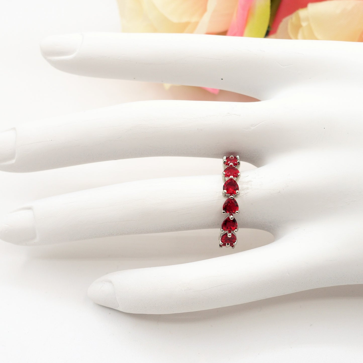 JENNY-Anello regolabile in Cubic Zirconia a forma di Cuore