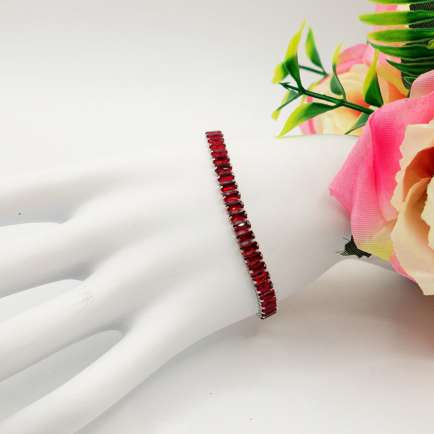 JULIANNE Red set - ACCIAIO INOSSIDABILE- set choker bracciale tennis e anello in cubic zirconia