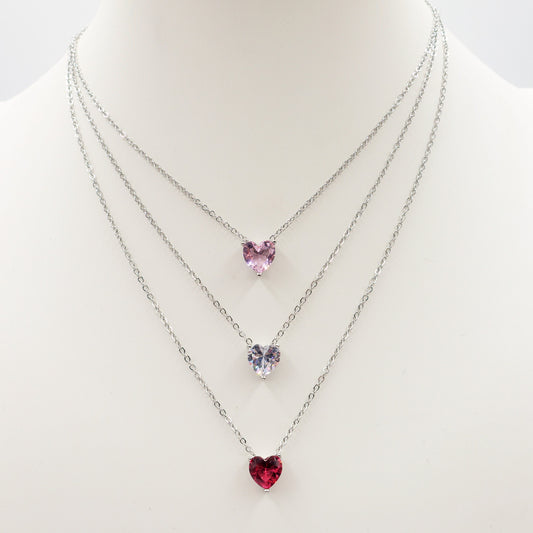 CHERIE single heart - ACCIAIO INOSSIDABILE - Collana con cuore in cubic zirconia