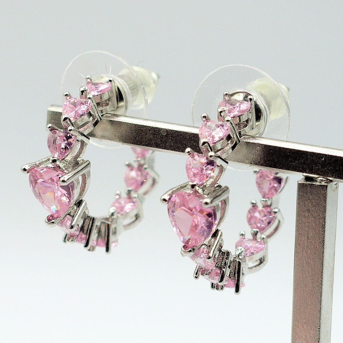 CHERIE - BIG heart - orecchini a cerchio con cubic zirconia a forma di cuore