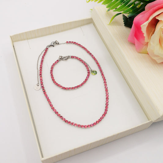 VEGAS SET colours - ACCIAIO INOSSIDABILE- set choker e bracciale tennis in cubic zirconia