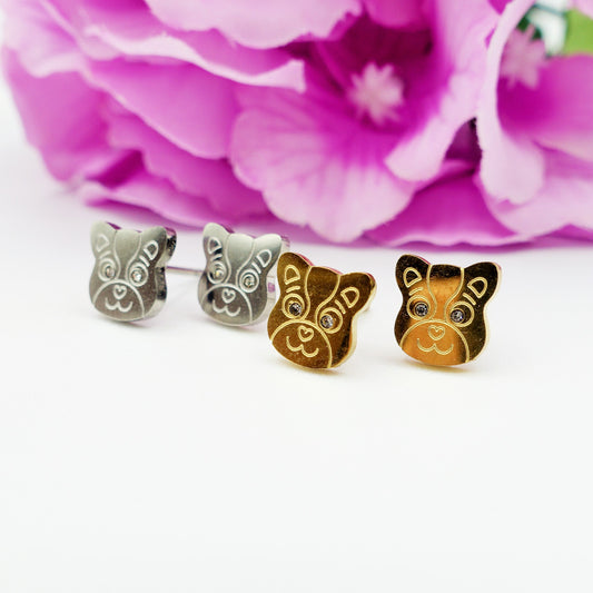 WOOF - ACCIAIO INOSSIDABILE ~ Orecchini bottone a forma cagnolino