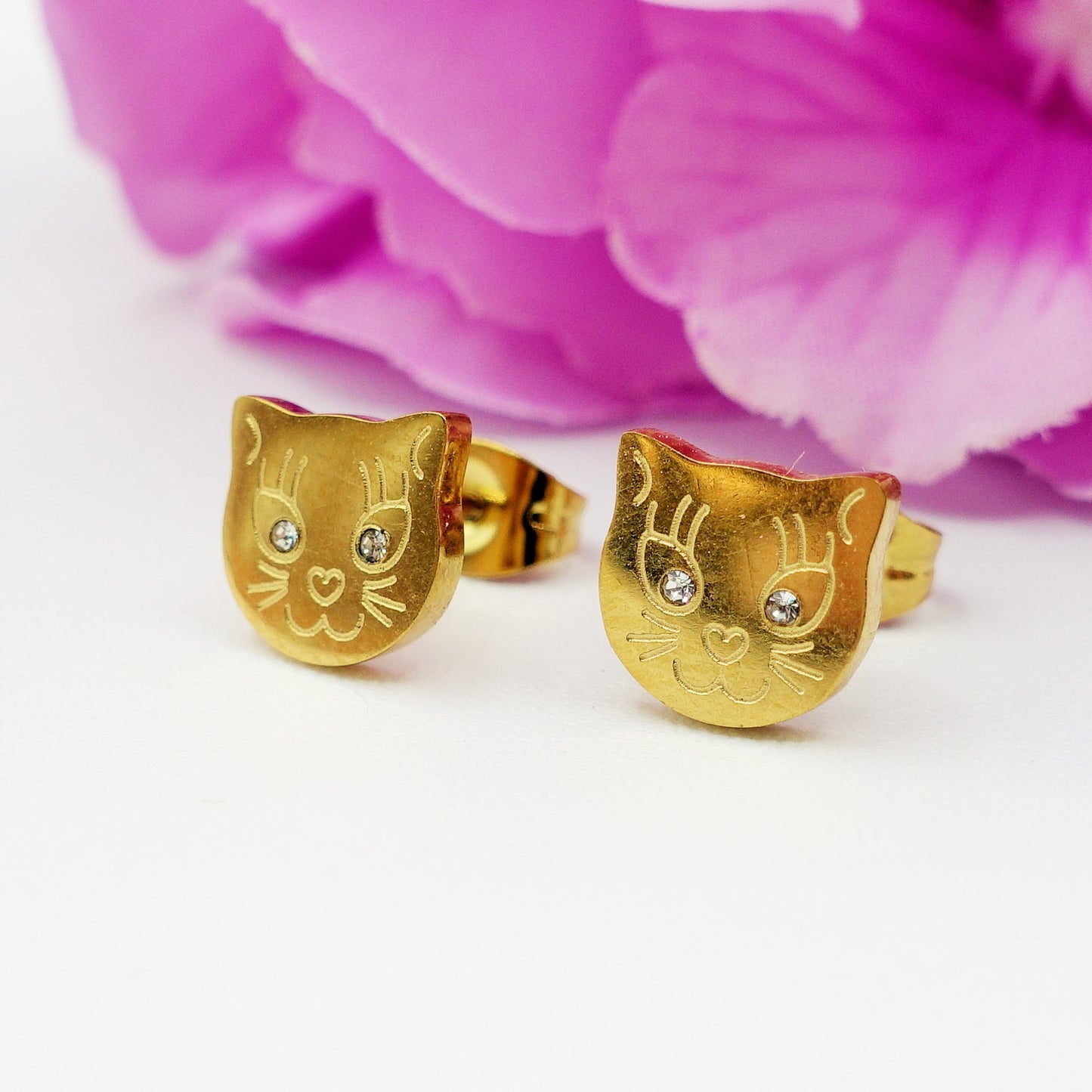 MEOW - ACCIAIO INOSSIDABILE ~ Orecchini bottone a forma gattino
