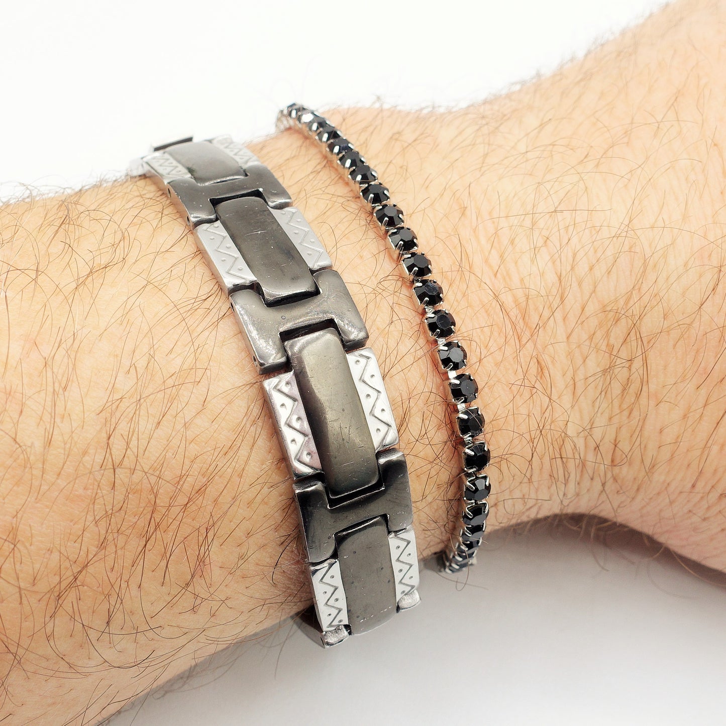 Bracciale tennis UOMO in ACCIAIO INOSSIDABILE con Cubic Zirconia 3mm