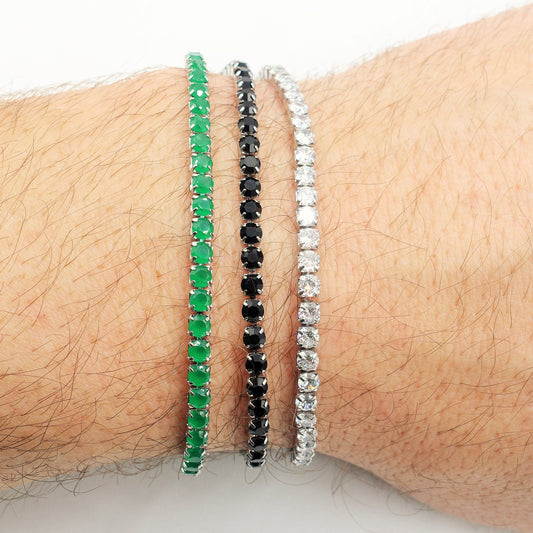 Bracciale tennis UOMO in ACCIAIO INOSSIDABILE con Cubic Zirconia 3mm