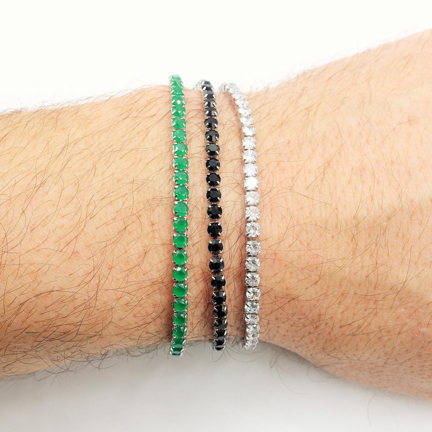 Bracciale tennis UOMO in ACCIAIO INOSSIDABILE con Cubic Zirconia 3mm