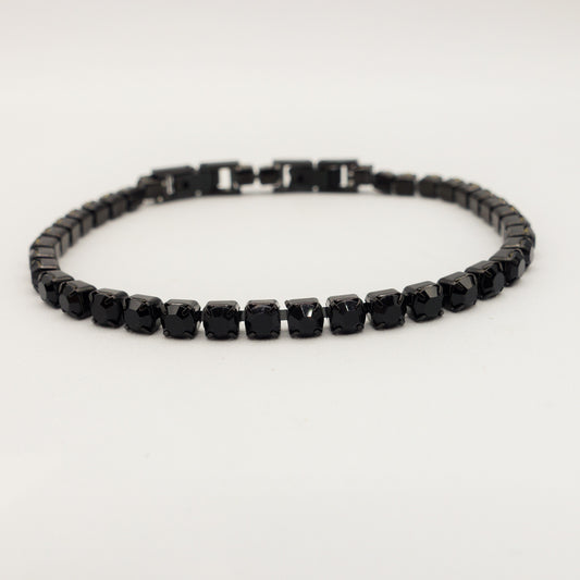 Bracciale tennis UOMO ALL BLACK in acciaio inossidabile con Cubic Zirconia 4mm