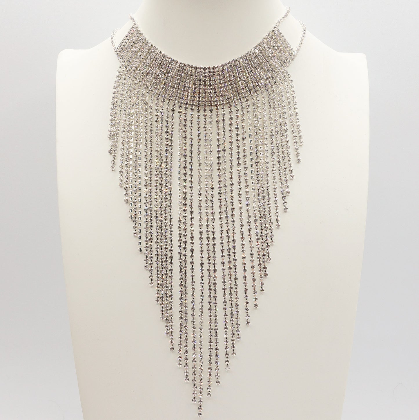 VIRGINIA ~ Tennis Choker girocollo a CASCATA in cubic zirconia