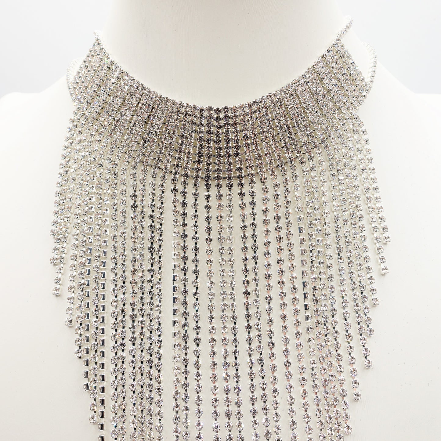 VIRGINIA ~ Tennis Choker girocollo a CASCATA in cubic zirconia