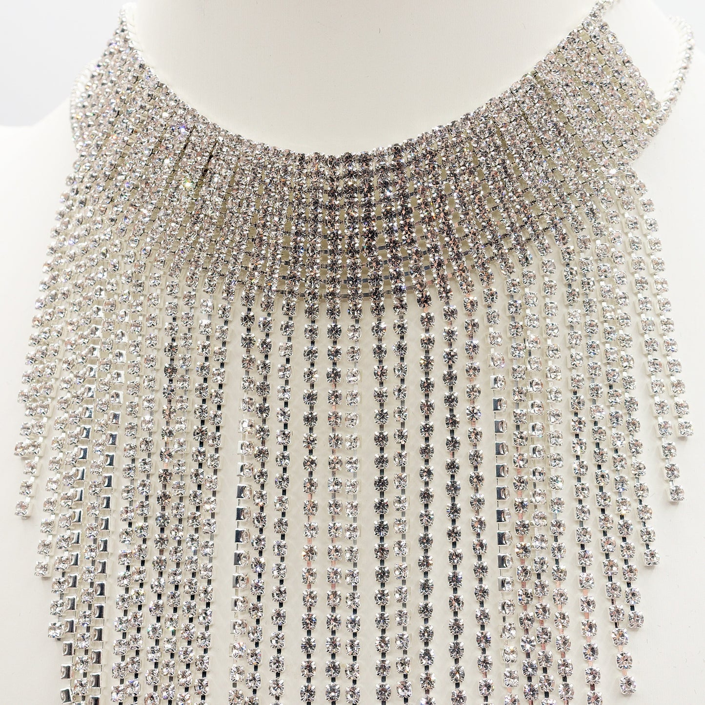 VIRGINIA ~ Tennis Choker girocollo a CASCATA in cubic zirconia