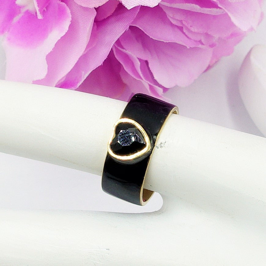 BELLE ~anello regolabile in ACCIAIO INOSSIDABILE con zircone a cuore