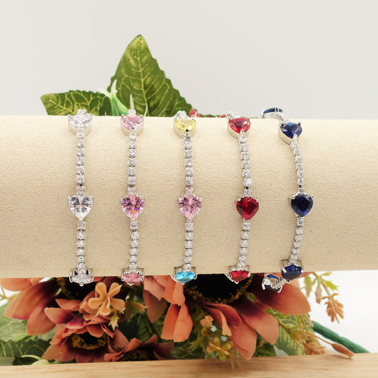 CORINNE - bracciale tennis cuori alternati con cubic zirconia