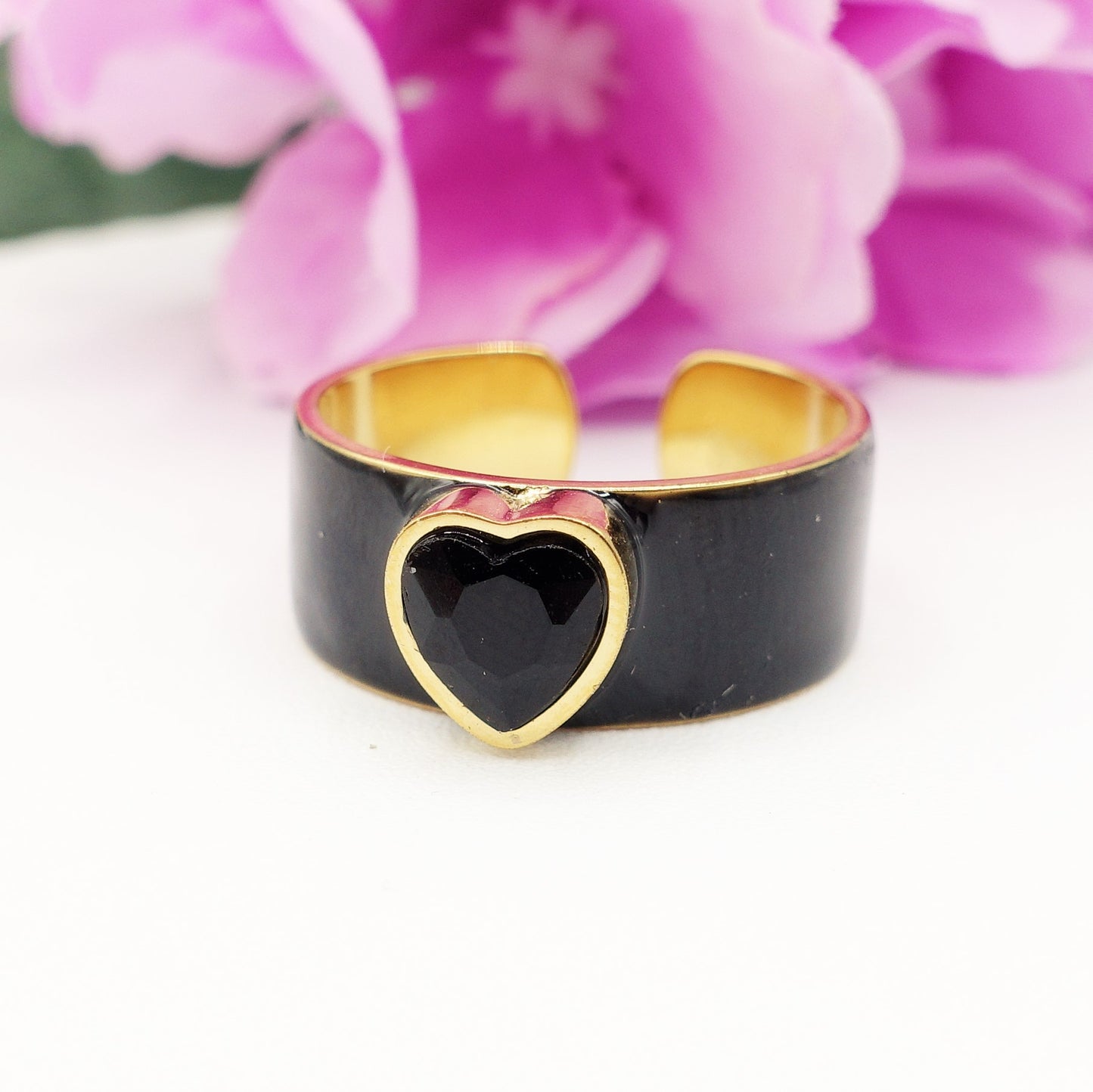 BELLE ~anello regolabile in ACCIAIO INOSSIDABILE con zircone a cuore