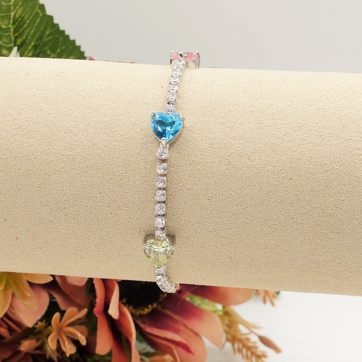 CORINNE - bracciale tennis cuori alternati con cubic zirconia