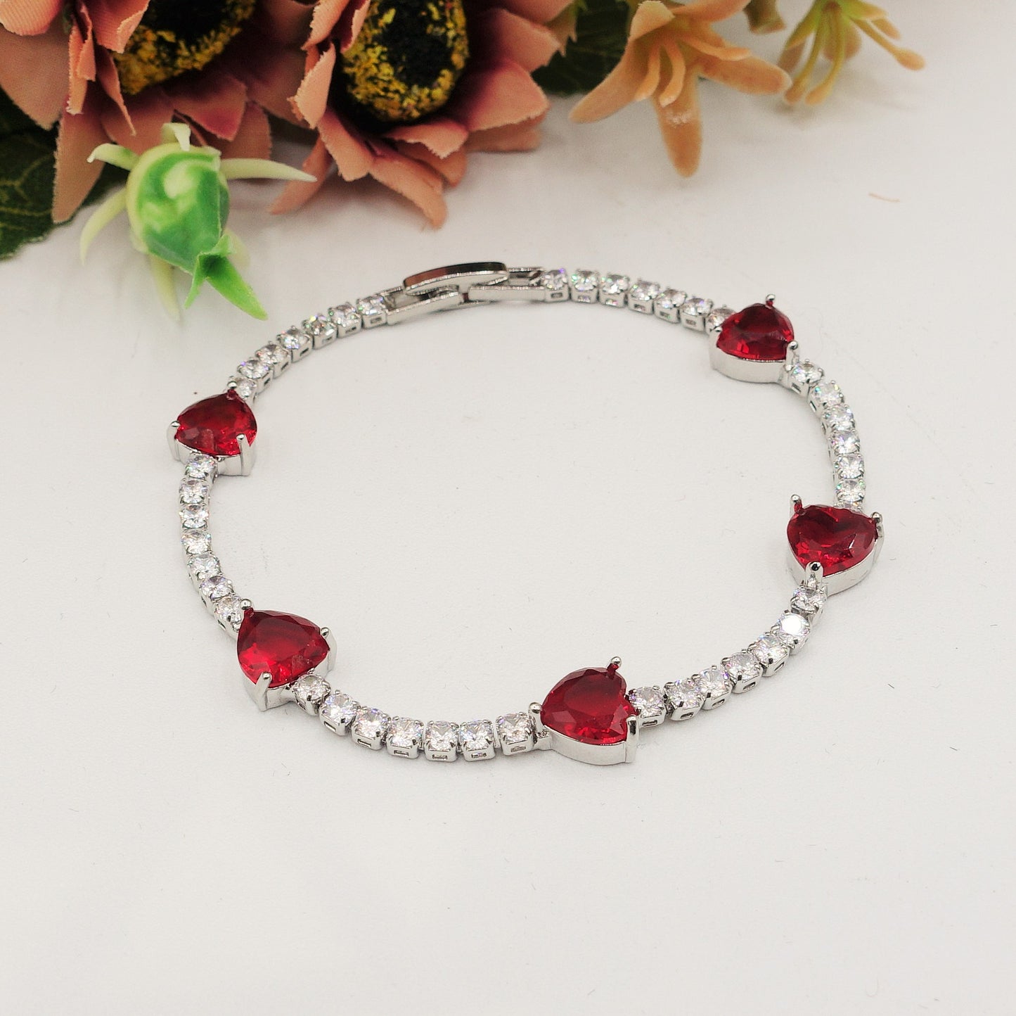 CORINNE - bracciale tennis cuori alternati con cubic zirconia