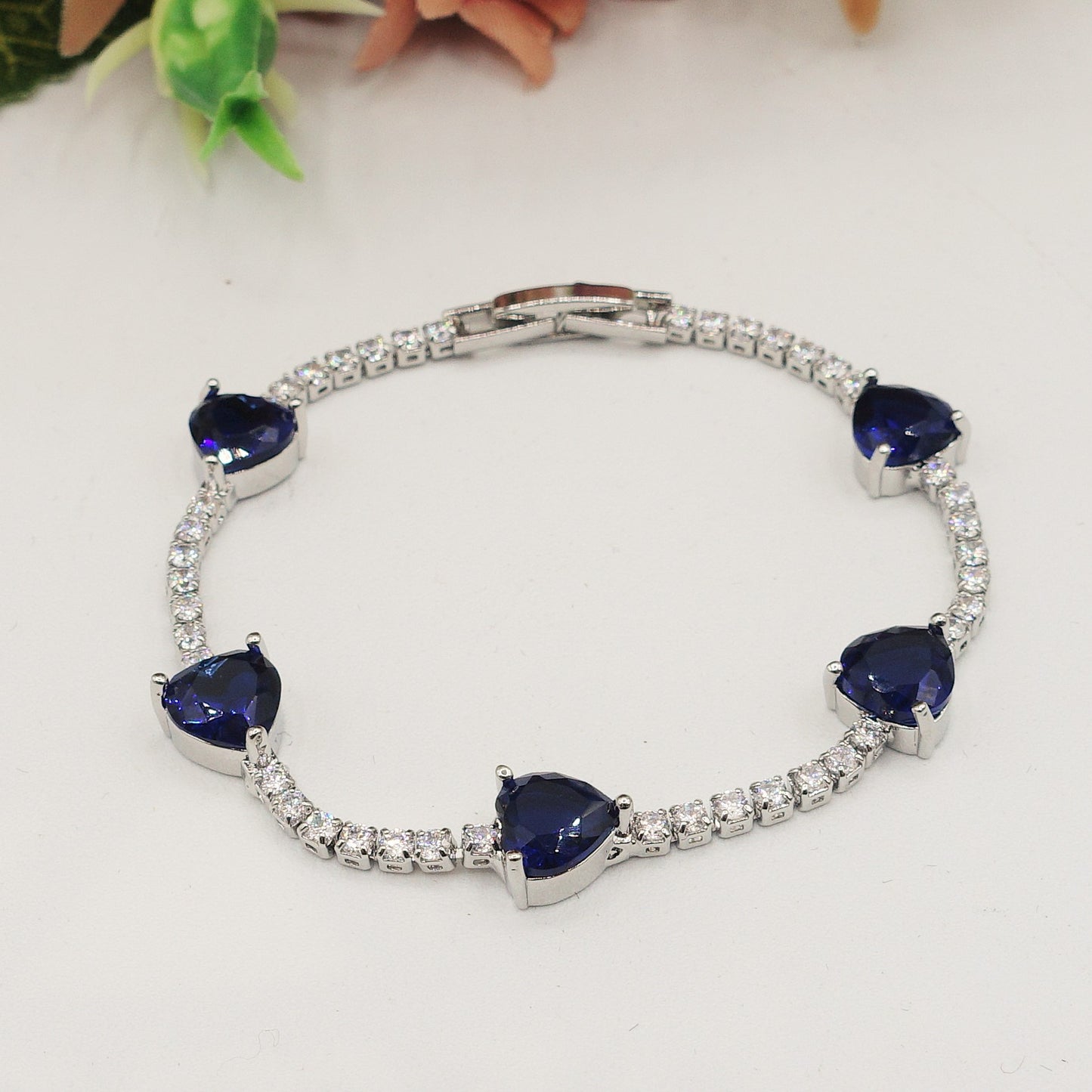 CORINNE - bracciale tennis cuori alternati con cubic zirconia