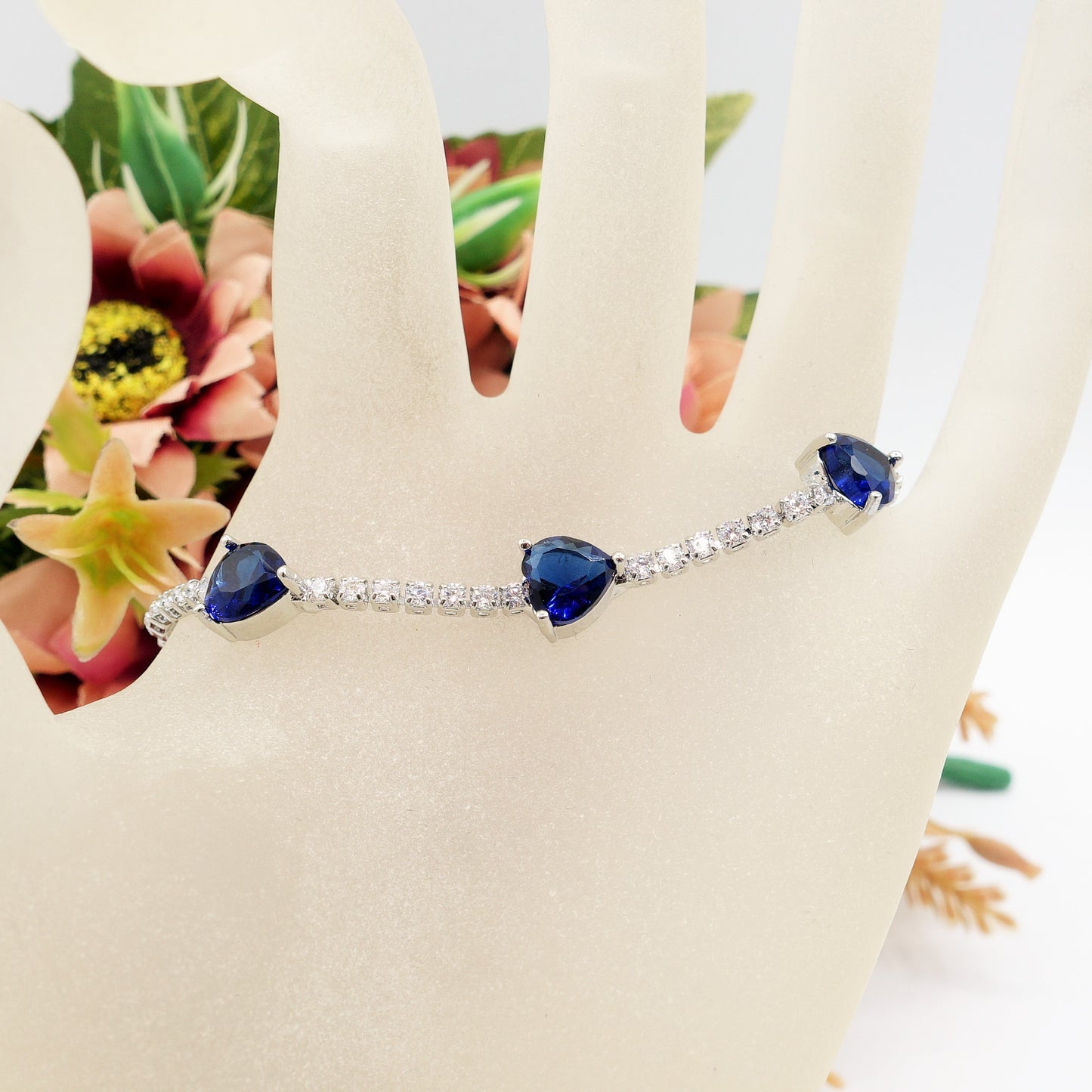 CORINNE - bracciale tennis cuori alternati con cubic zirconia