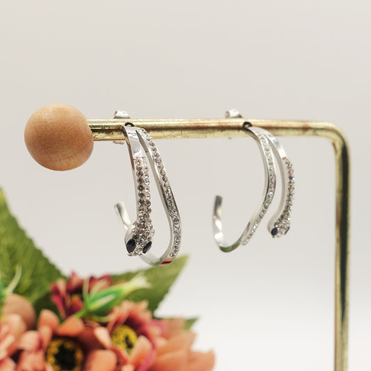 MEDEA - hoops - ACCIAIO INOSSIDABILE orecchini serpente a cerchio zirconati