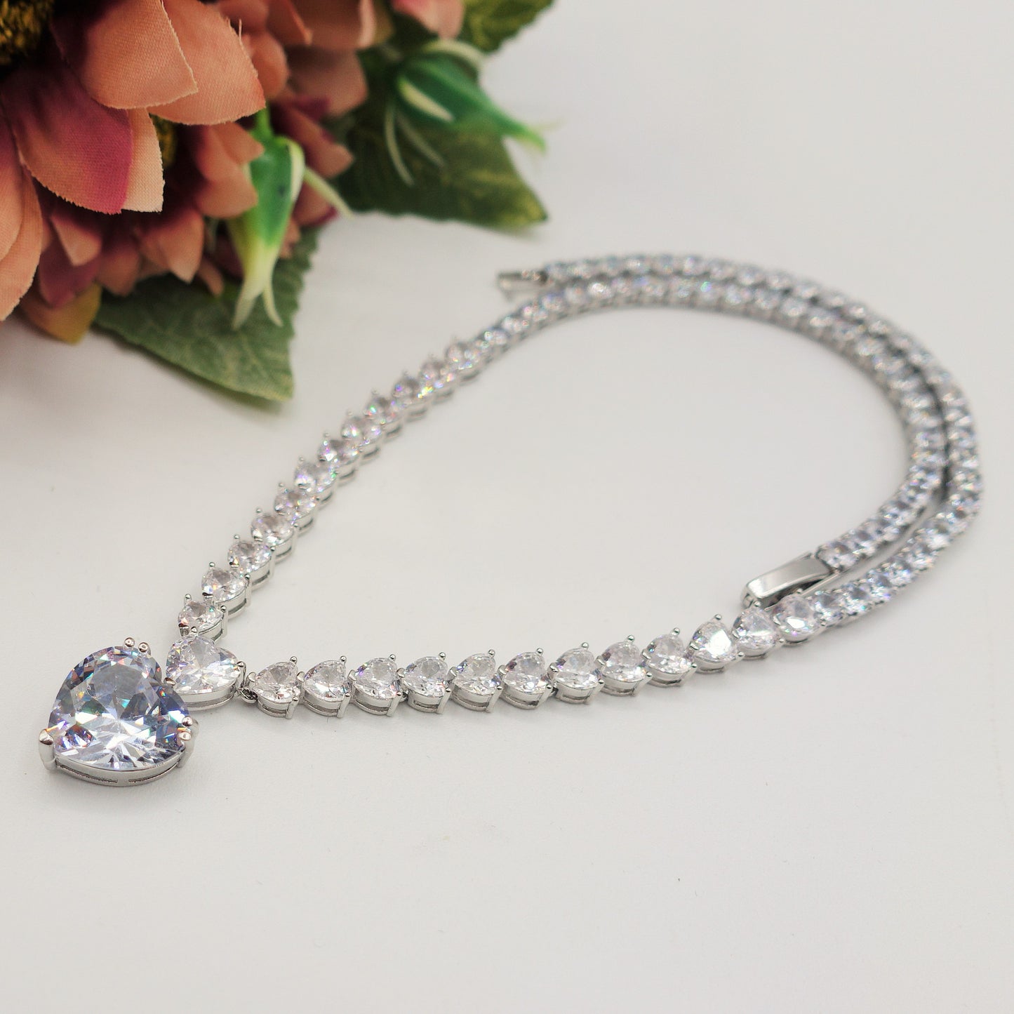CHANTELLE big HEART Collier Tennis - Collana con Cubic Zirconia a forma di cuore
