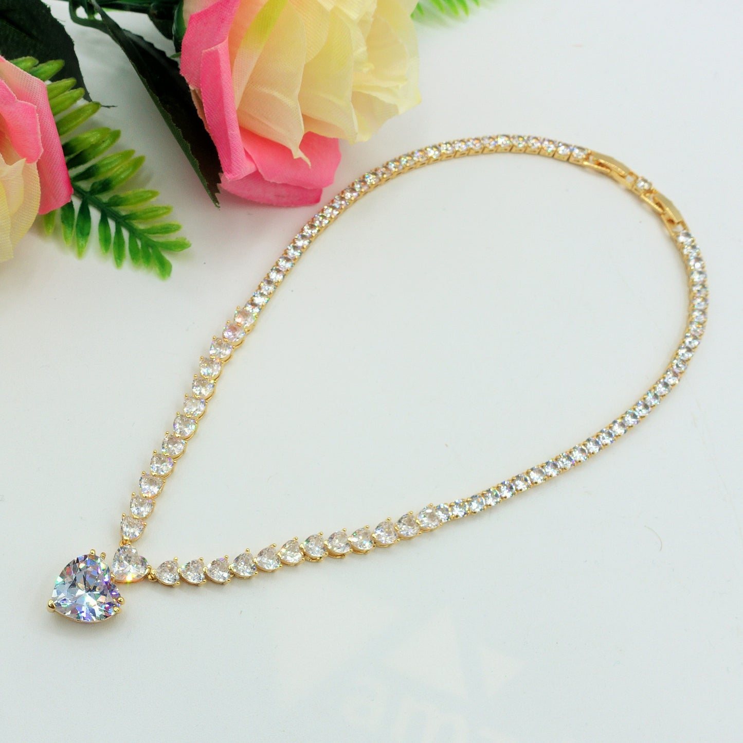 CHANTELLE big HEART Collier Tennis - Collana con Cubic Zirconia a forma di cuore