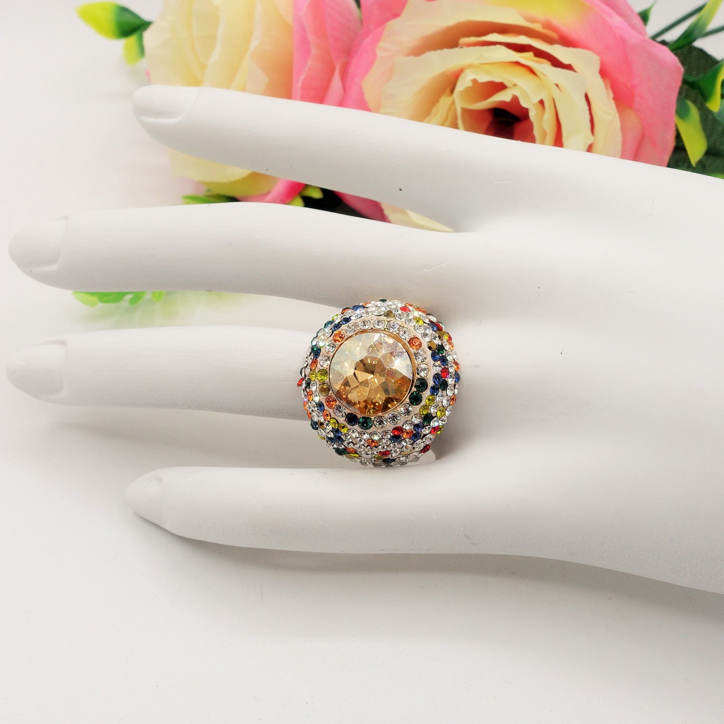 SELENE - Cocktail ring regolabile con cubic zirconia