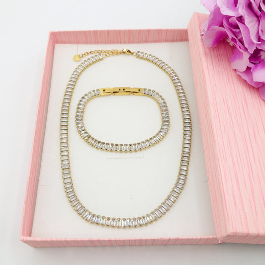 JULIANNE SET -acciaio inossidabile- set choker e bracciale tennis in cubic zirconia