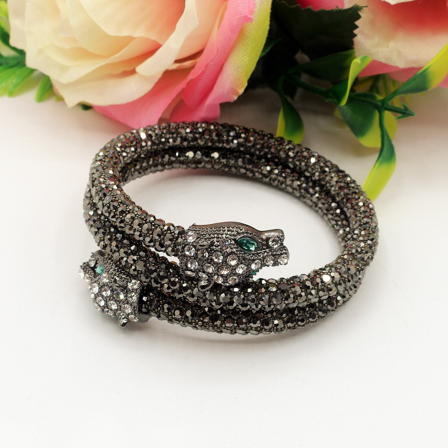 KALI ~ Bracciale snodato a pantera con cubic zirconia