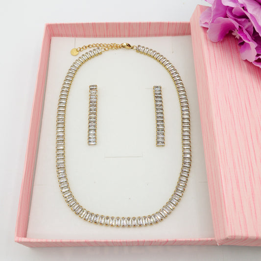 JULIANNE SET - Acciaio Inossidabile- set choker e orecchini tennis in cubic zirconia