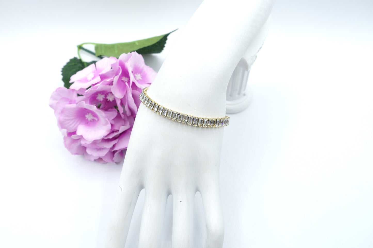 JULIANNE ~ BRACCIALE Tennis 9 Colori - in ACCIAIO INOSSIDABILE con Cubic Zirconia Taglio baguette