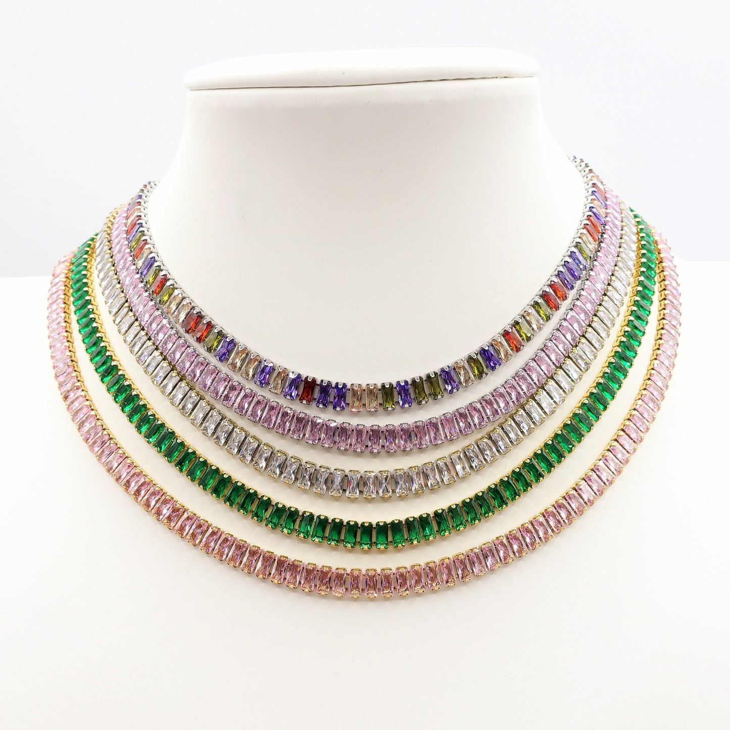 JULIANNE choker ~ ACCIAIO INOSSIDABILE- GIROCOLLO CON ZIRCONI A BAGUETTE