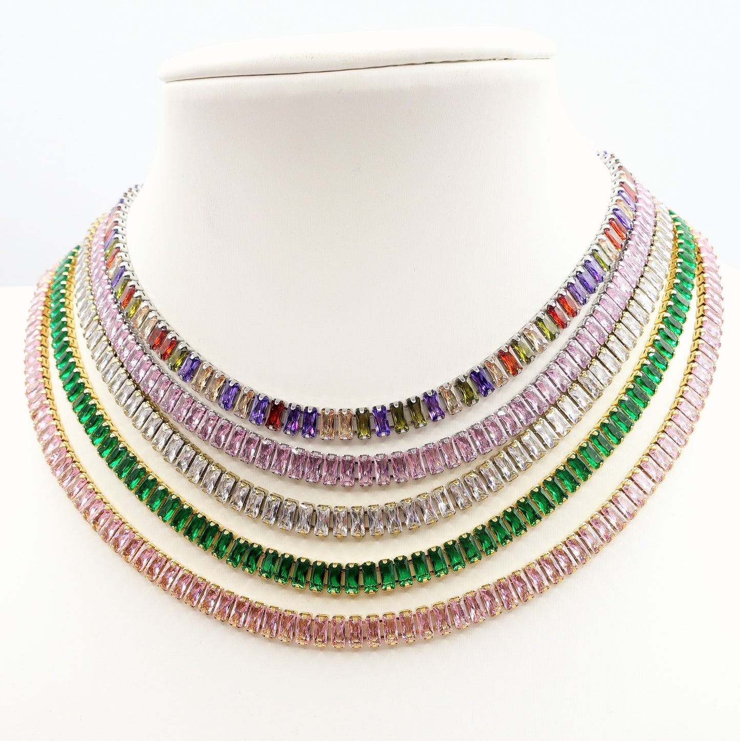 JULIANNE choker ~ ACCIAIO INOSSIDABILE- GIROCOLLO CON ZIRCONI A BAGUETTE