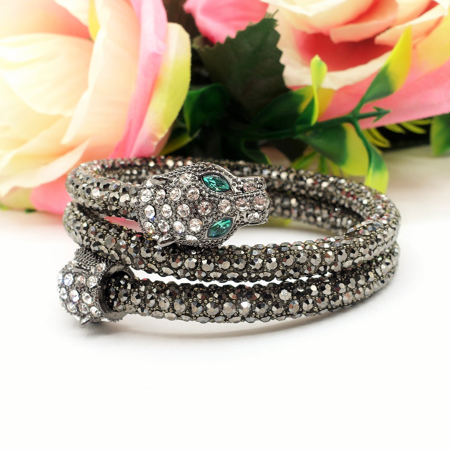 KALI ~ Bracciale snodato a pantera con cubic zirconia