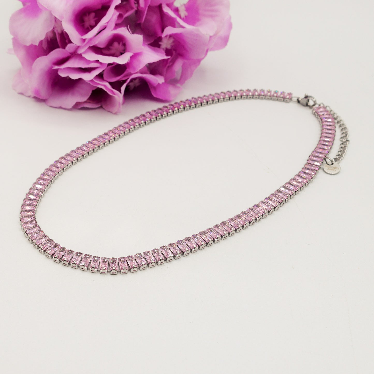JULIANNE choker ~ ACCIAIO INOSSIDABILE- GIROCOLLO CON ZIRCONI A BAGUETTE