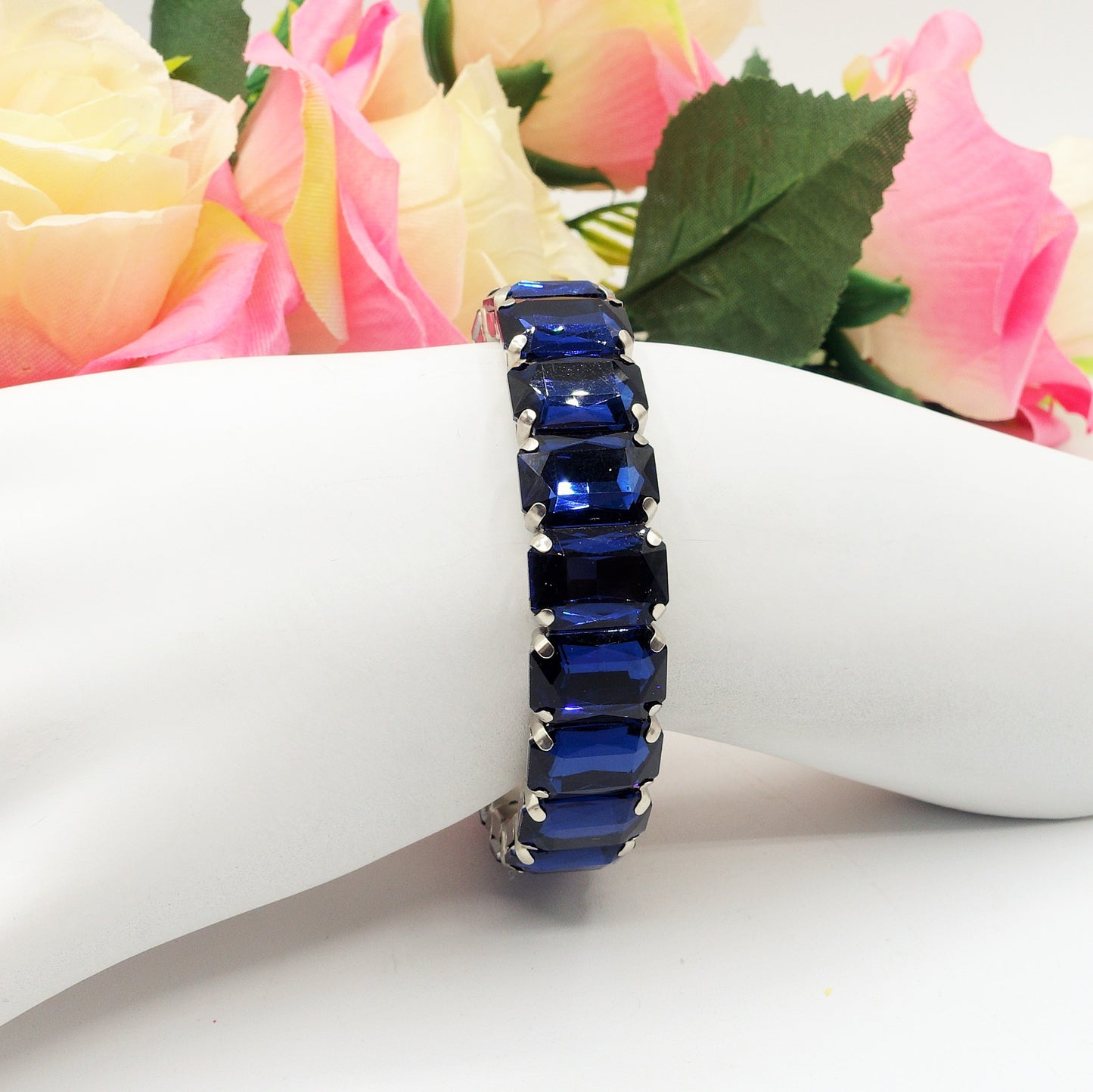 MARGOT ACCIAIO INOSSIDABILE -Bracciale Elasticizzato con pietre sfaccettate