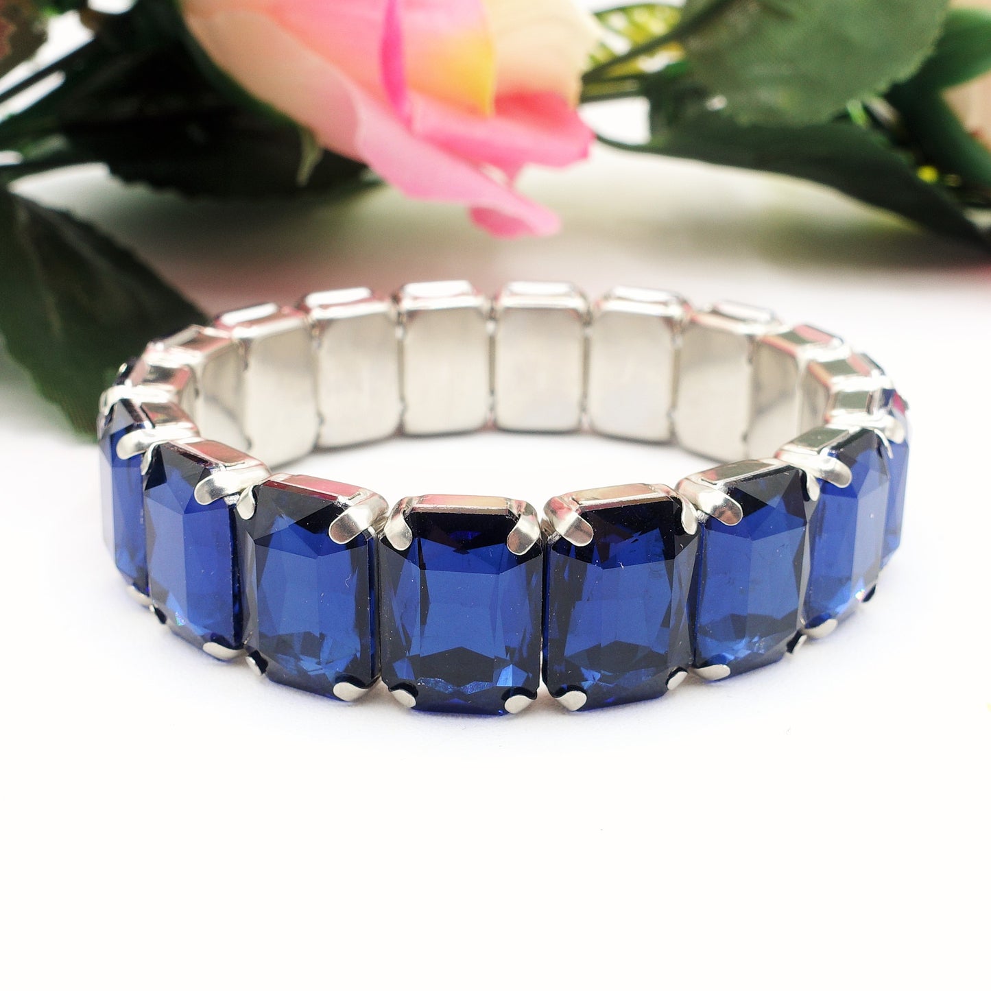 MARGOT ACCIAIO INOSSIDABILE -Bracciale Elasticizzato con pietre sfaccettate